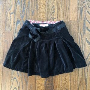 Vintage OshKosh Girls 10 Black Velvet Mini Skirt w/Lace/Ribbon Belt & Bow - EUC!